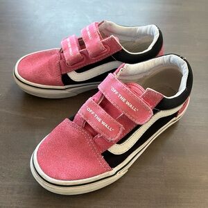 Vans Velcro Pink and Black Shoes Size 13